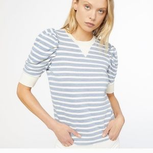 Frame Denim Striped 1/2 Sleeve Top Chambray Multi